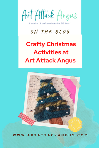 Top five Christmas craft classes at Art Attack Angus in 2022. Image shows a woven Christmas tree made in the Skillz Class at the studio.