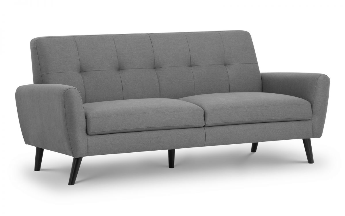 Monza Compact Retro Sofa 3 Seater 1.9m - Grey - Julian Bowen  | TJ Hughes