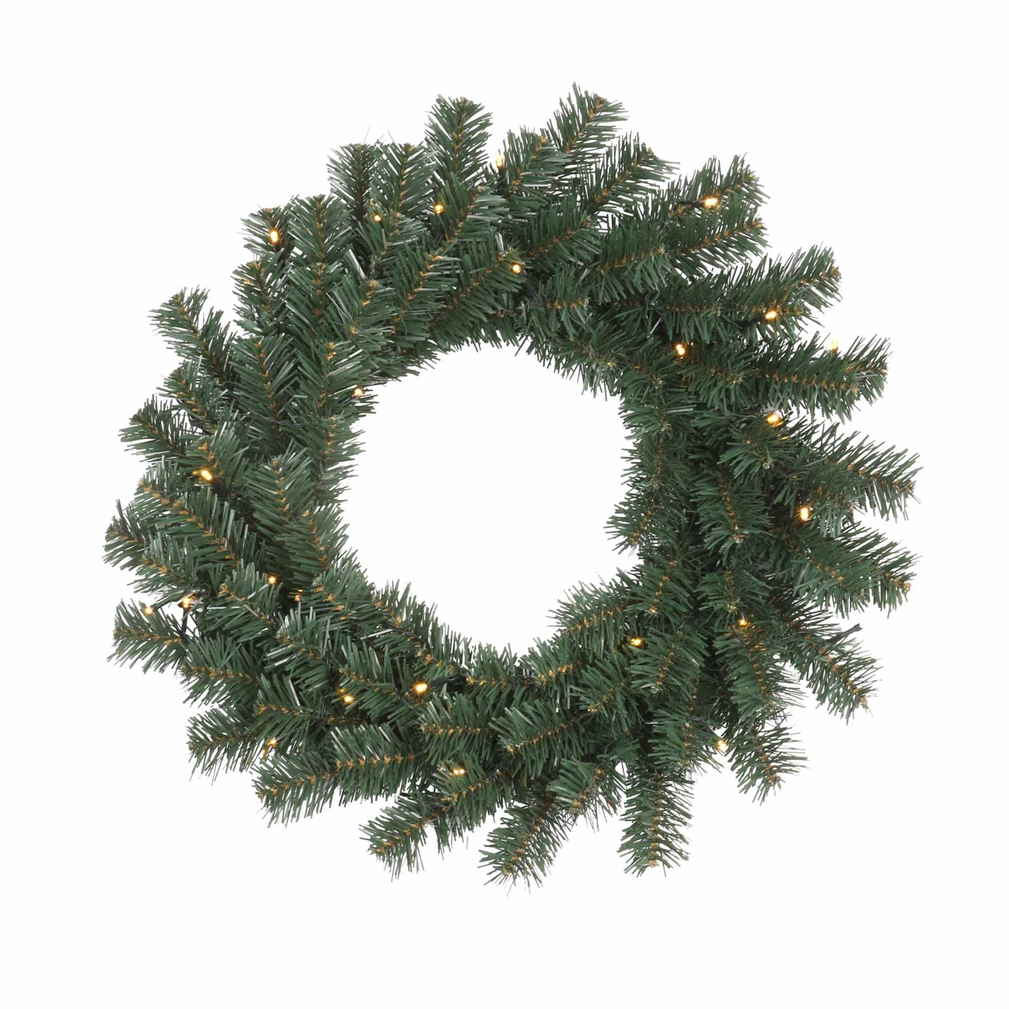 Christmas Sparkle Artificial Wreath 60cm with 30 Warm White LEDs - Green  | TJ Hughes