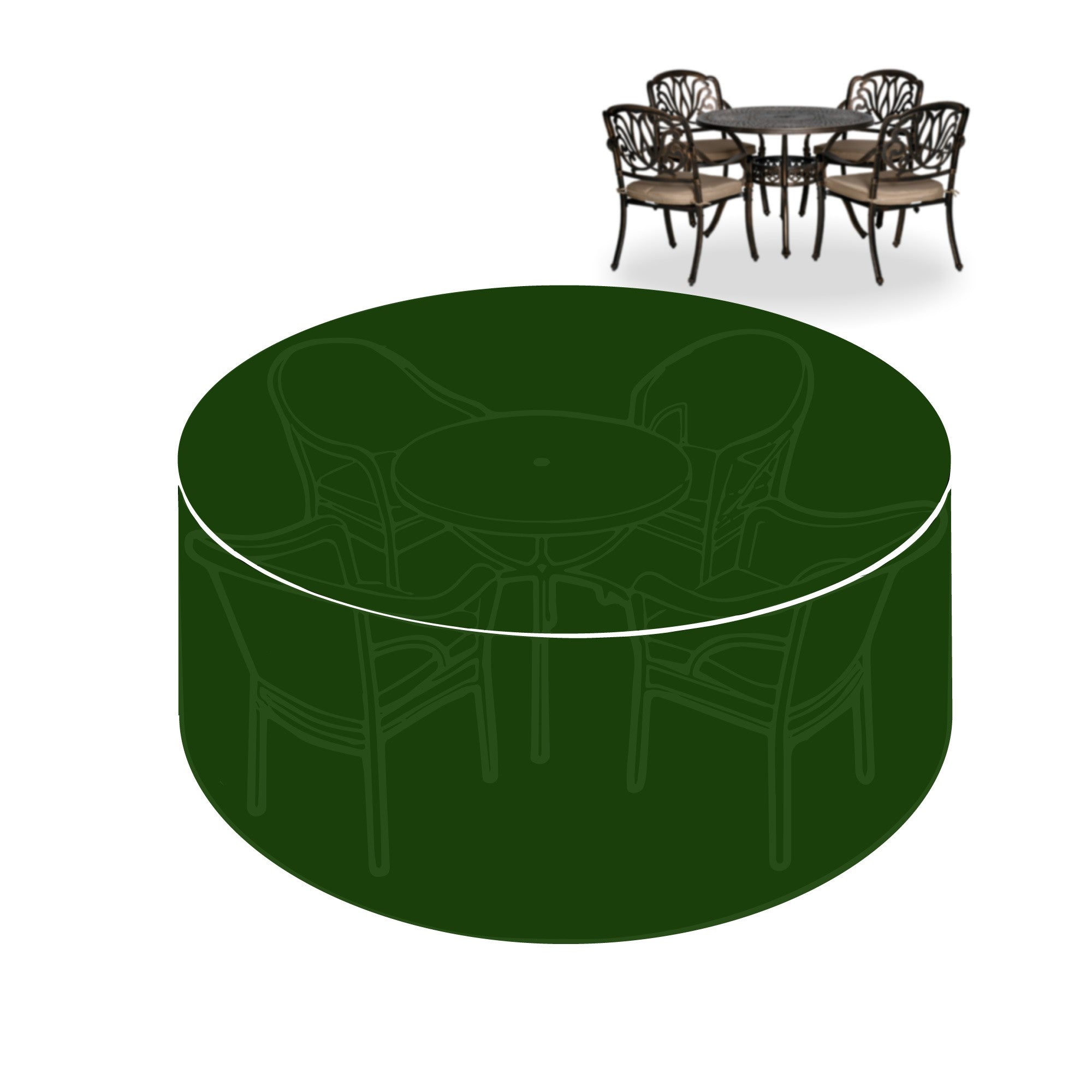 Silver & Stone Outdoor Furniture Cover for 4 Seater Round 205 x 89cm Green  | TJ Hughes