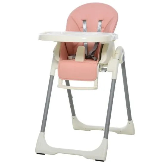 HOMCOM Babies Foldable PU Highchair Pink  | TJ Hughes