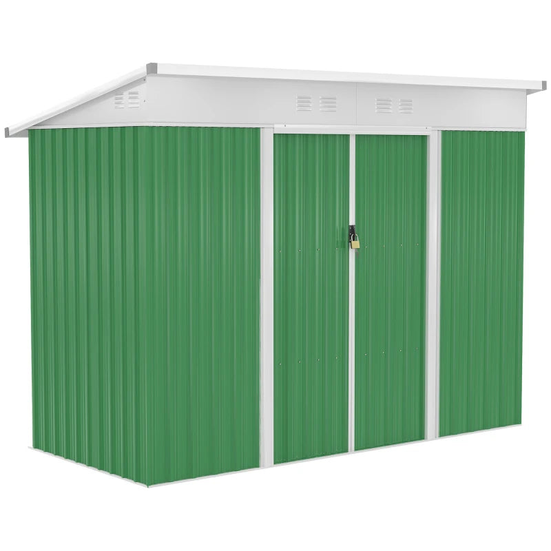 Outsunny Metal Garden Shed 7.6 x 4.3ft - Green