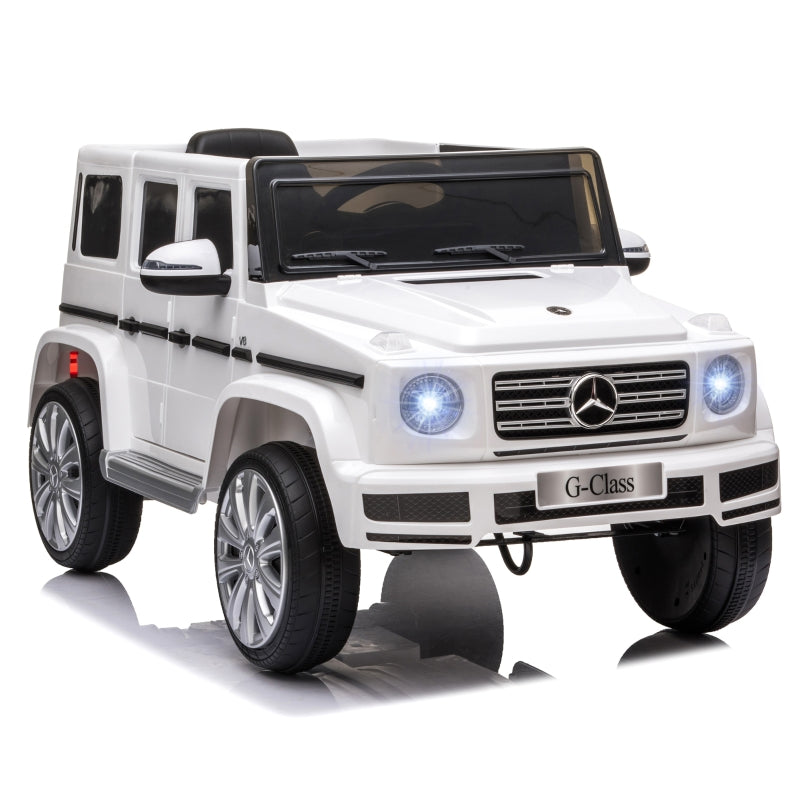 HOMCOM Kids Electric Ride on Mercedes Benz G500 12v - White  | TJ Hughes