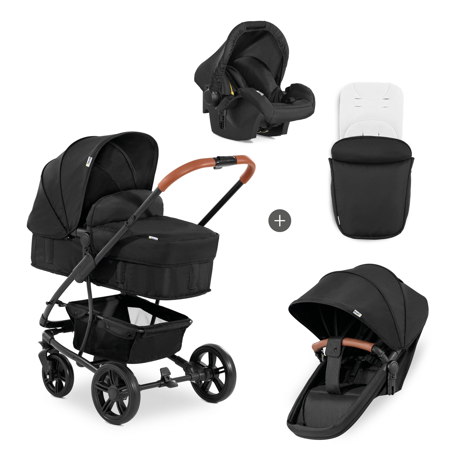 Hauck Pacific 4 Shop N Drive Pushchair Set - Caviar