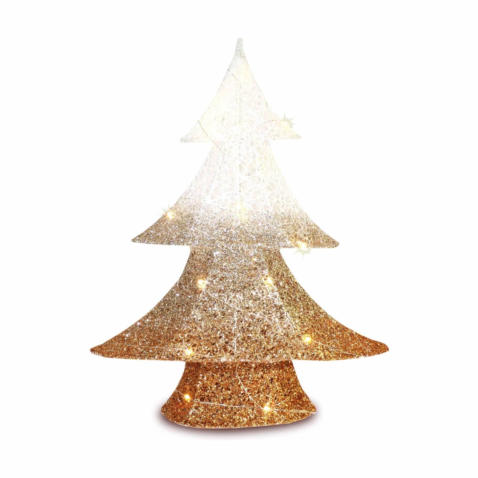 Christmas Sparkle Glitter Tree with 20 Lights - White & Champagne  | TJ Hughes