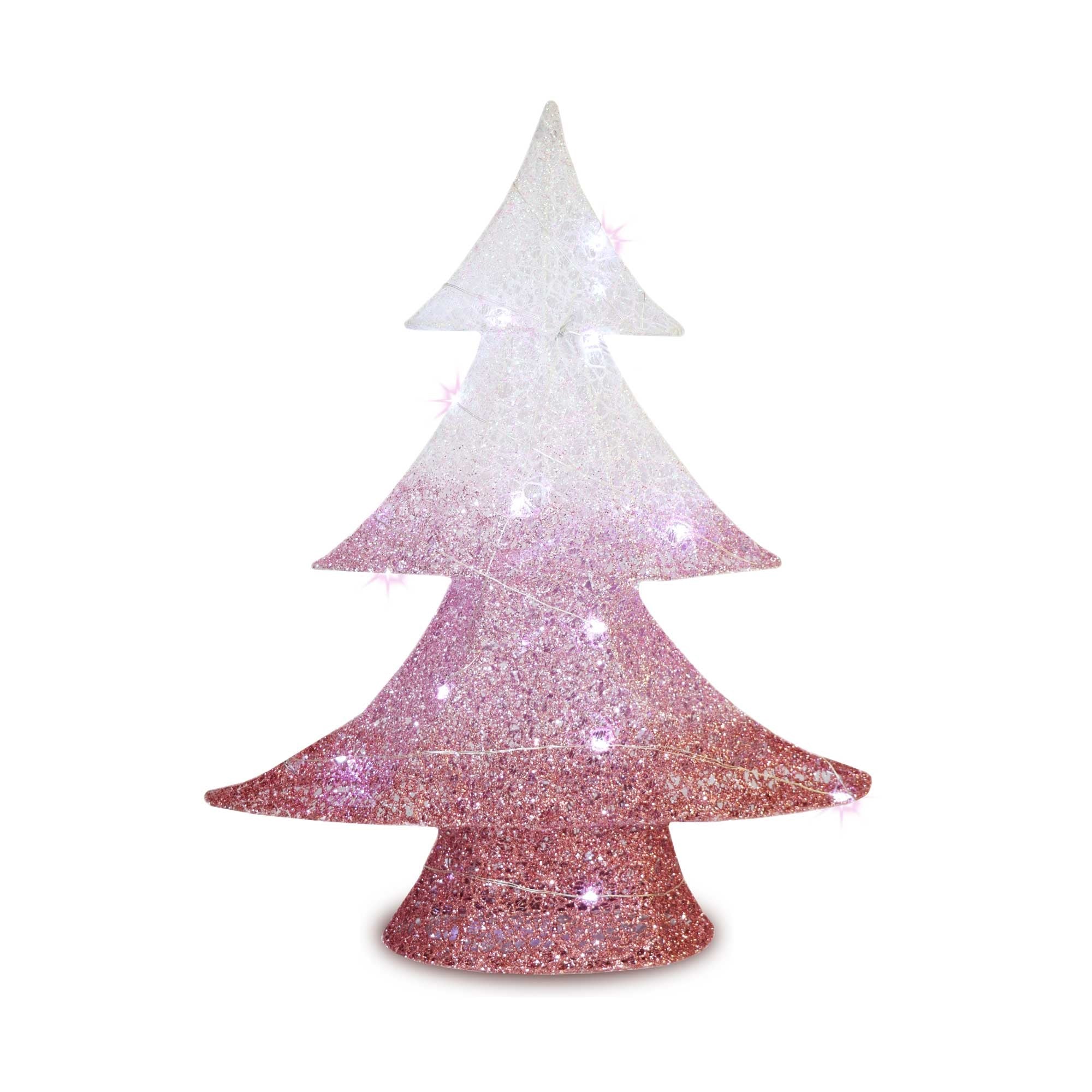 Christmas Sparkle Glitter Tree with 20 Lights - White & Pink  | TJ Hughes