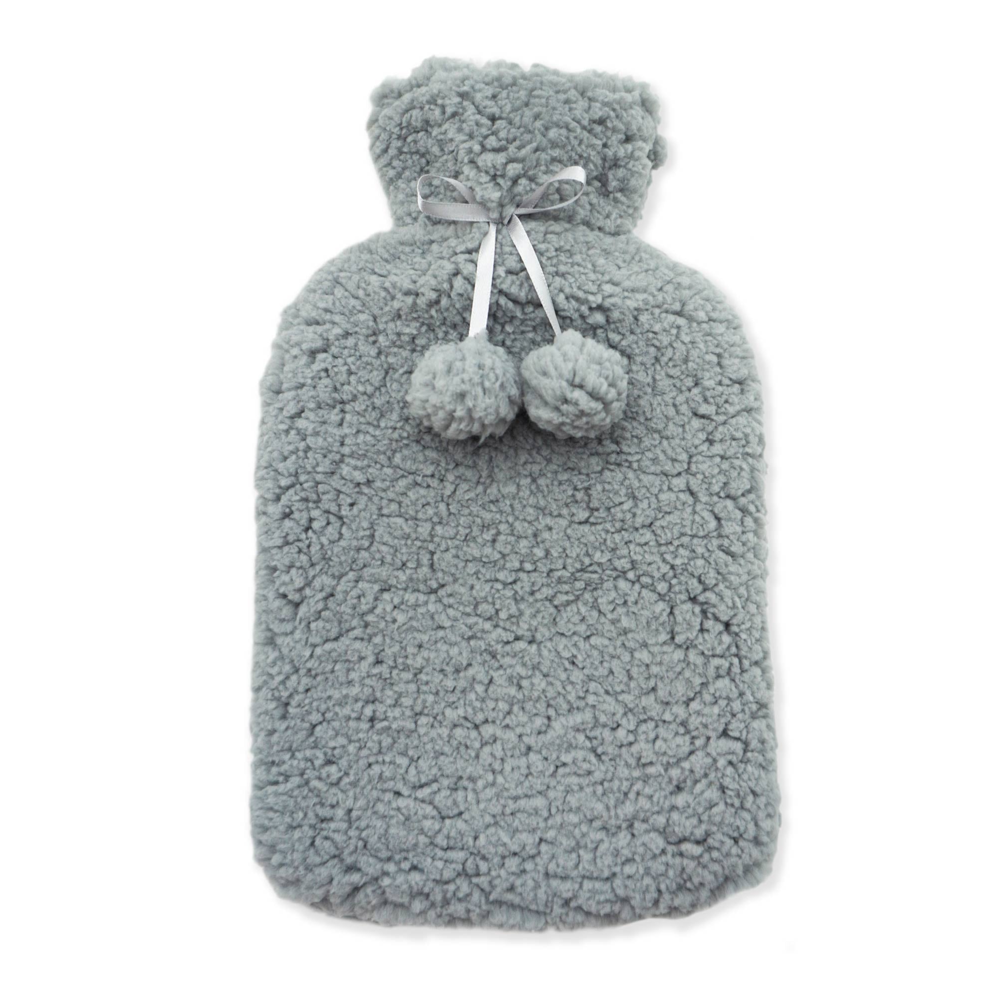 Lewis’s Hot Water Bottle with Teddy Fleece Cover 2L - Grey  | TJ Hughes