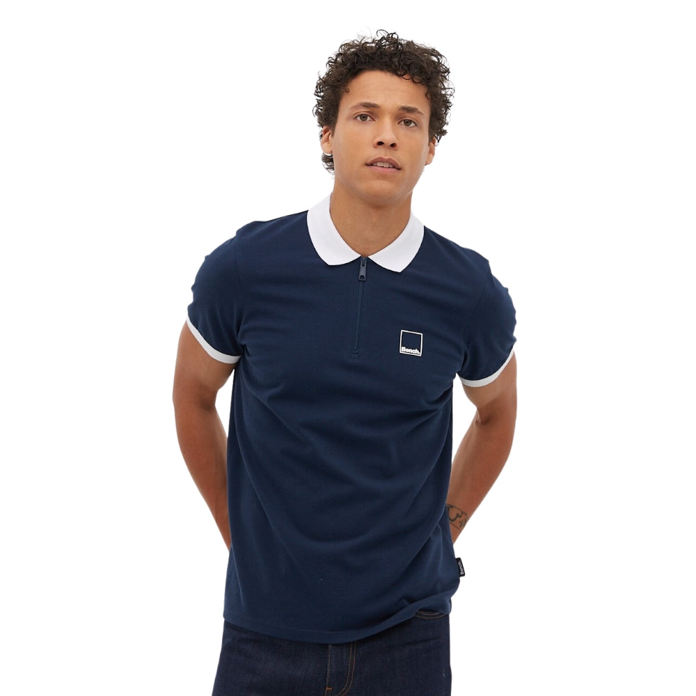 Bench Rostock Zip Neck Polo  - Navy Blue - Medium  | TJ Hughes