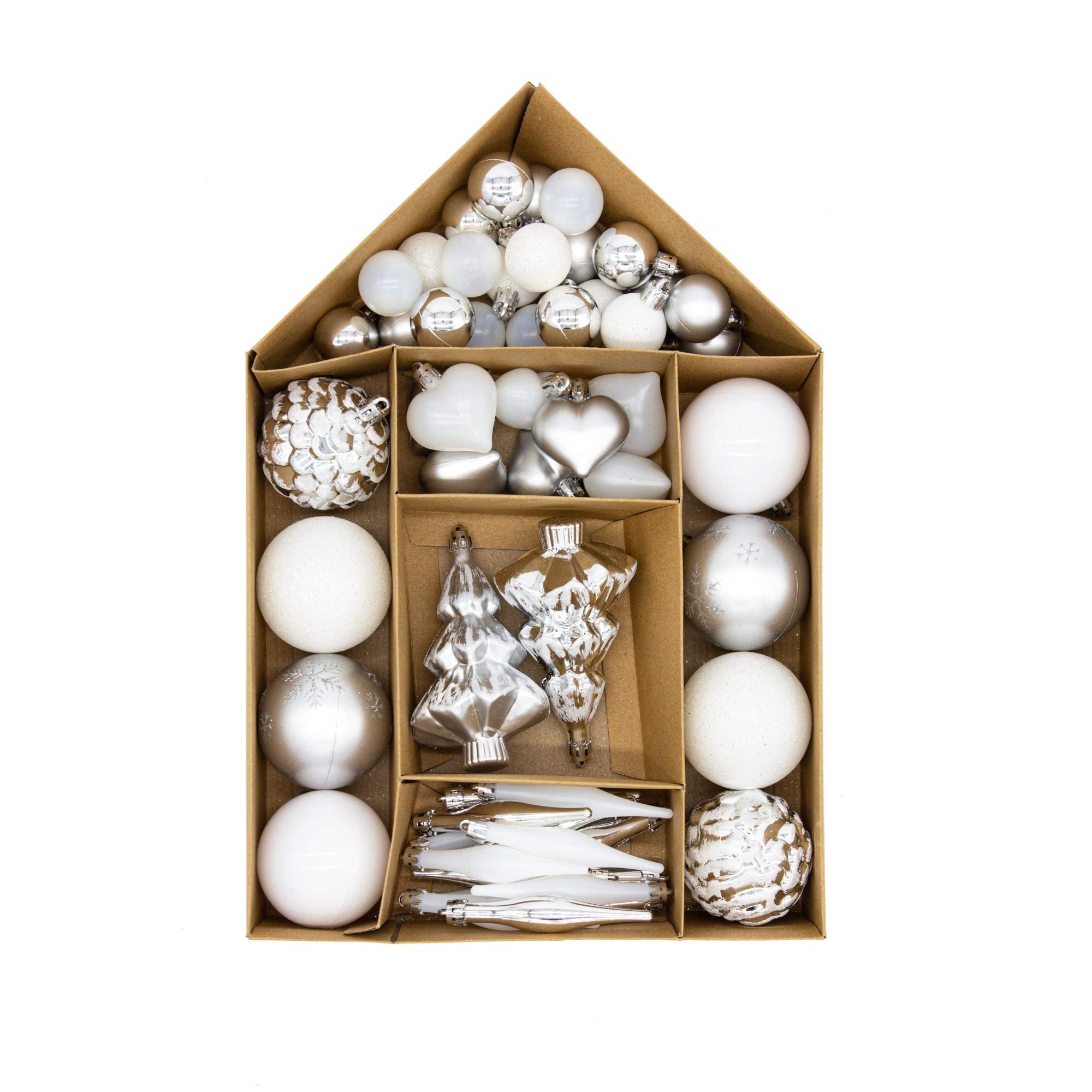 Christmas Sparkle Bauble Box of 56 pieces - Silver  | TJ Hughes
