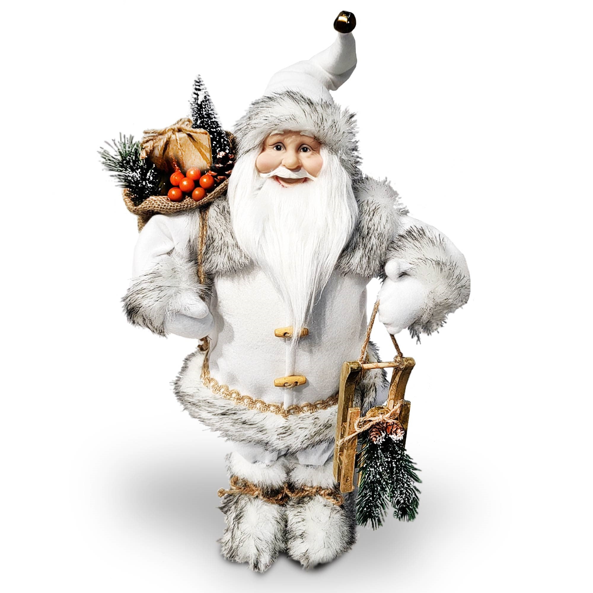 Christmas Sparkle Santa with Sledge Standing 60cm - White  | TJ Hughes
