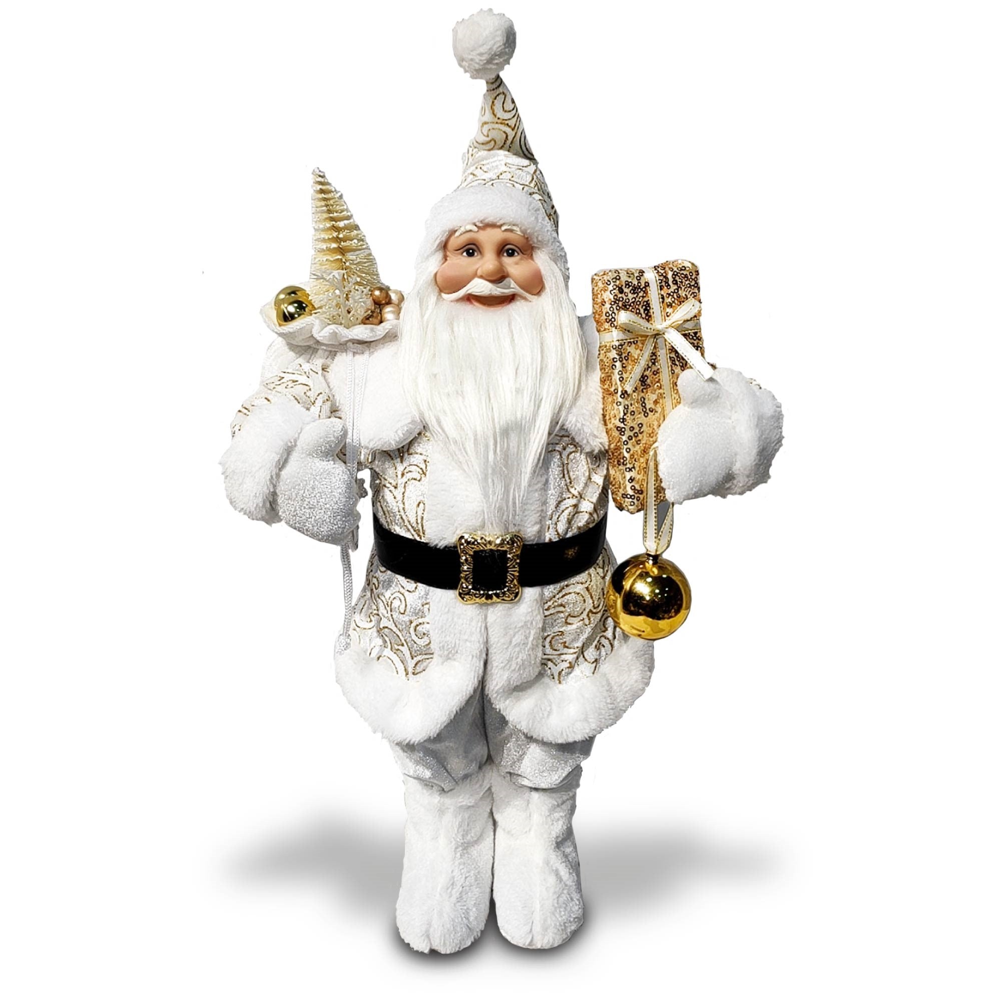 Christmas Sparkle Santa with Presents Standing 45cm - Silver & Champagne  | TJ Hughes