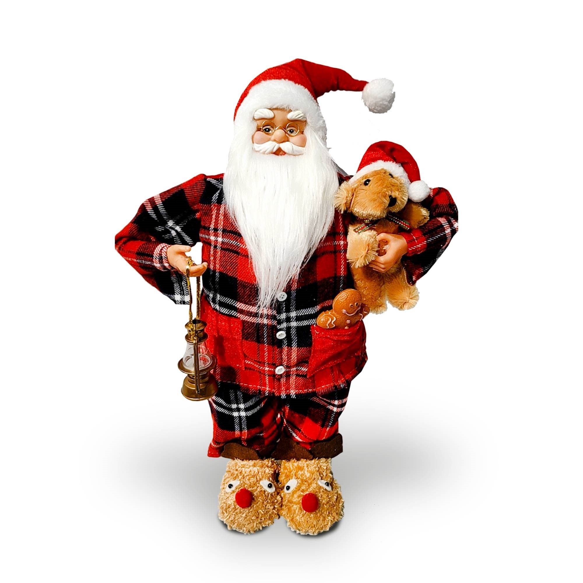 Christmas Sparkle Santa in PJs Standing 45cm - Red  | TJ Hughes