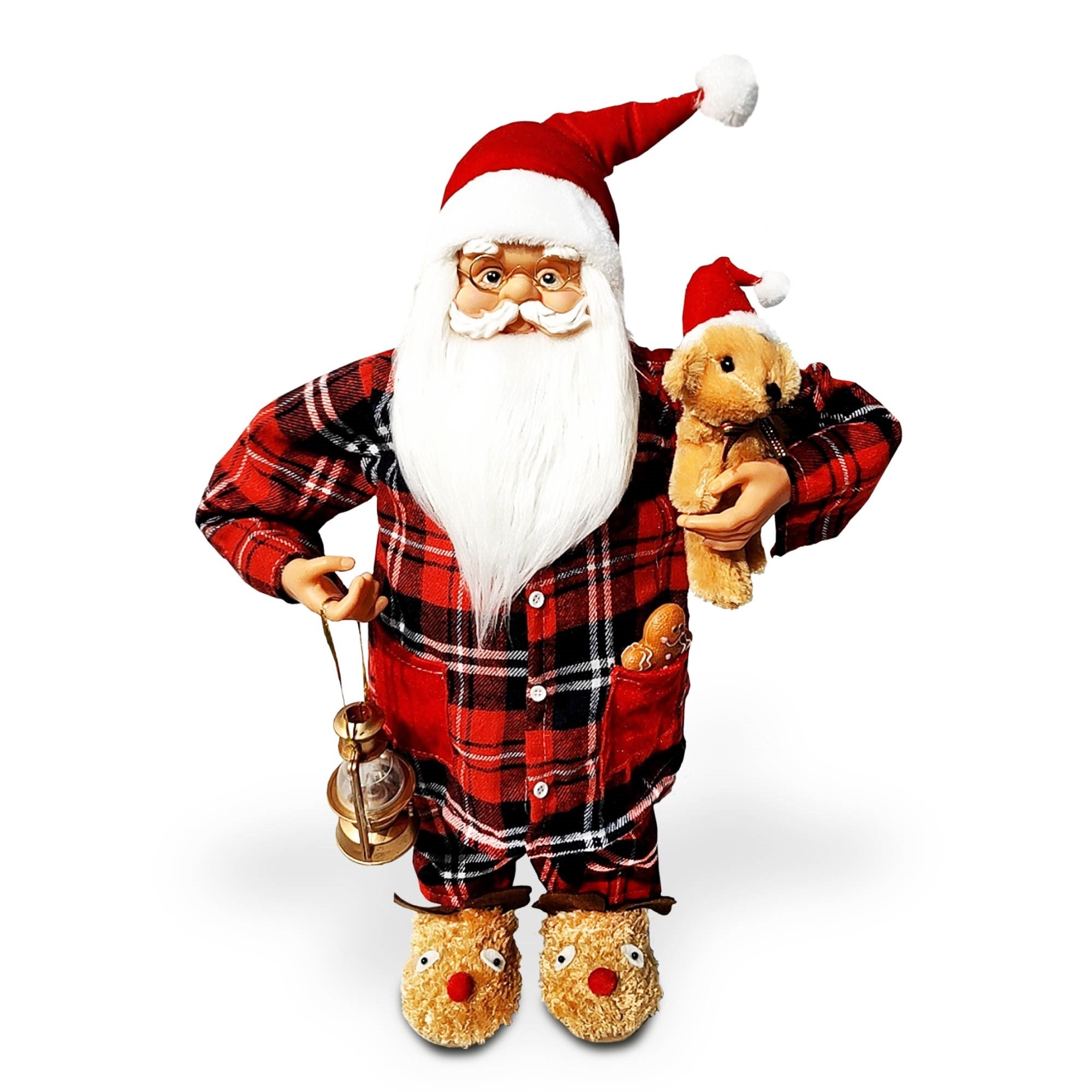 Christmas Sparkle Santa in PJs Standing 60cm - Red  | TJ Hughes