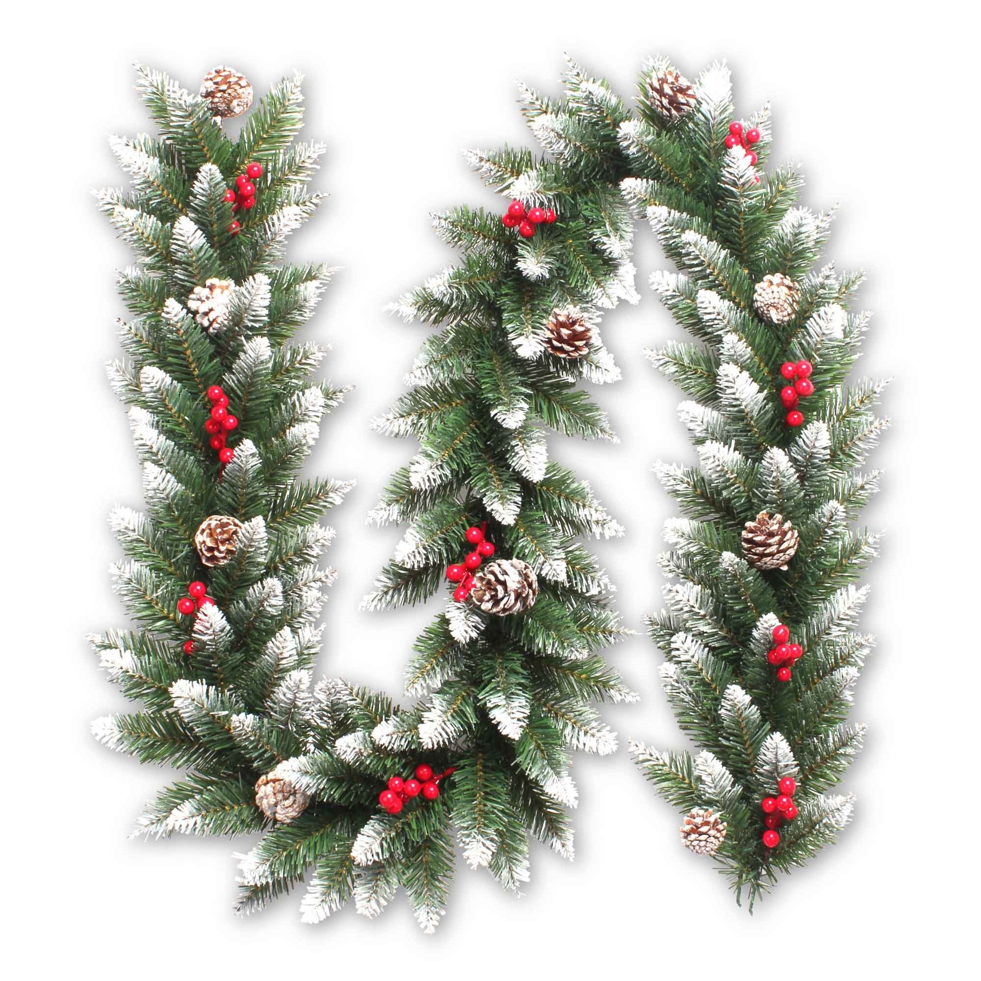 Christmas Sparkle Luxury Nevada Christmas Garland with Pinecones and Berries 2m - Green  | TJ Hughes