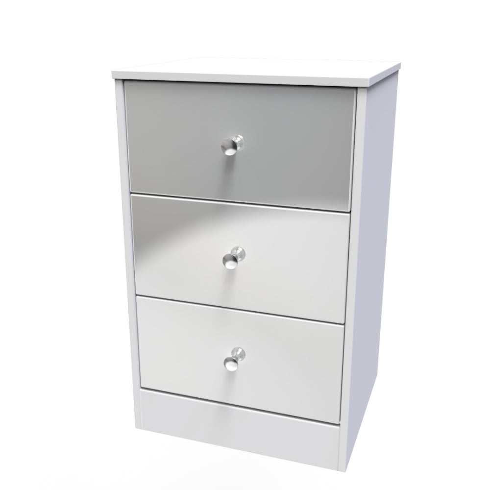 Porto Ready Assembled Bedside Table with 3 Drawers  - Uniform Gloss & White Matt - Lewis’s Home  | TJ Hughes