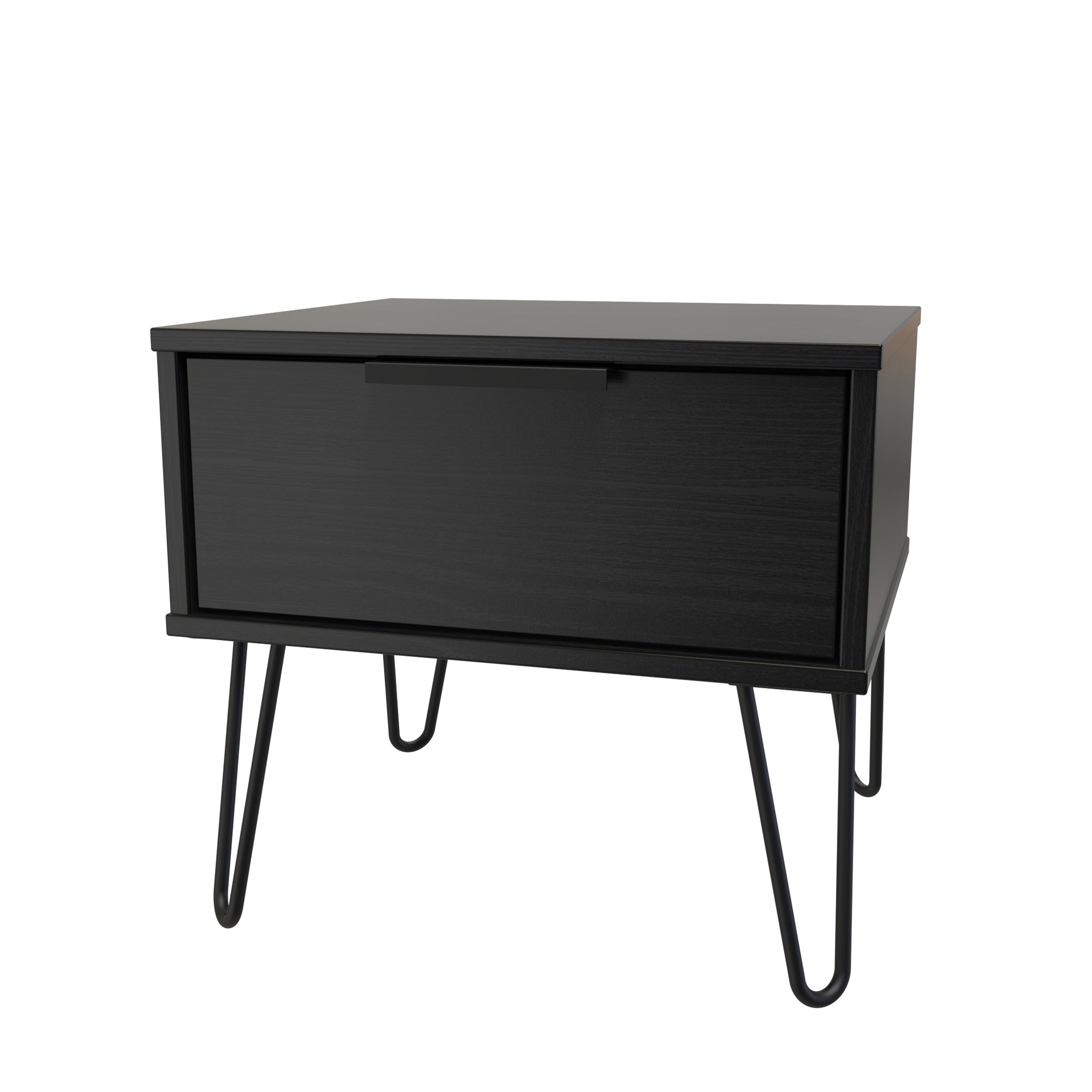 Haiti Ready Assembled Bedside Table with 1 Drawer  - Black Matt - Lewis’s Home  | TJ Hughes