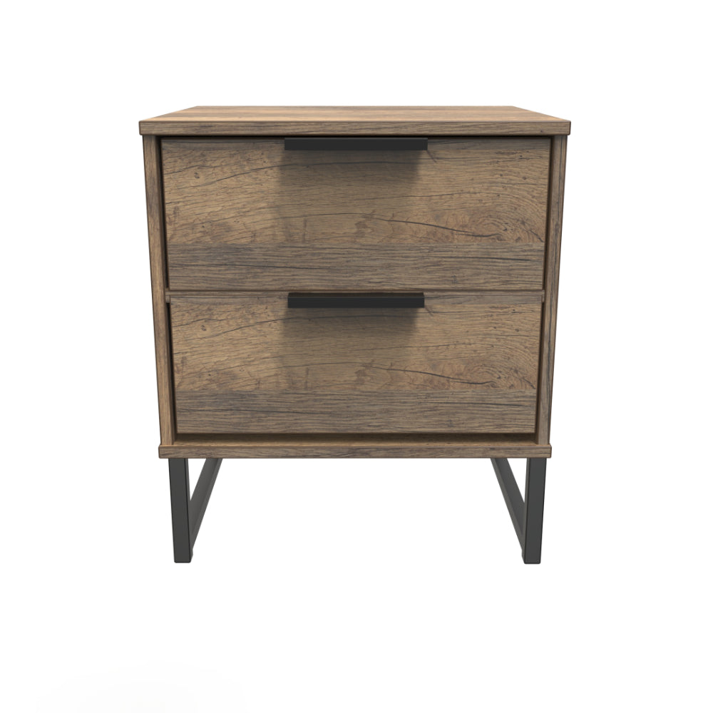 Havana Ready Assembled Bedside Table with 2 Drawers  - Vintage Oak - Lewis’s Home  | TJ Hughes