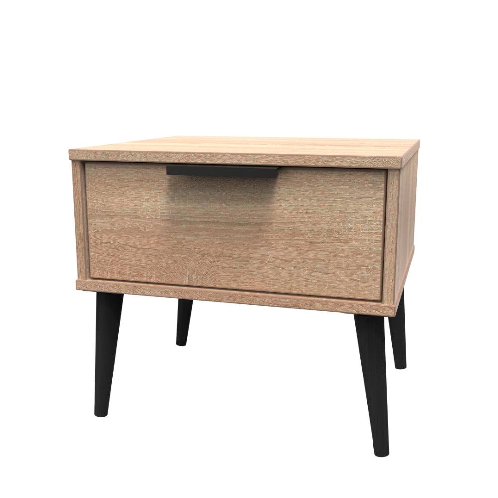 Helsinki Ready Assembled Bedside Table with 1 Drawer  - Bardolino Oak - Lewis’s Home  | TJ Hughes