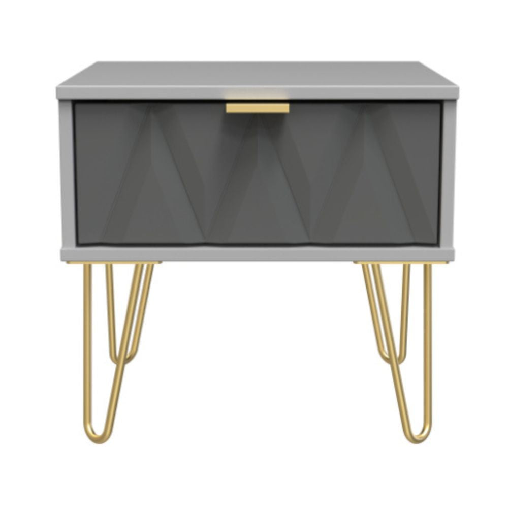 Glitz Ready Assembled Bedside Table with 1 Drawer  - Shadow Matt & Grey - Lewis’s Home  | TJ Hughes