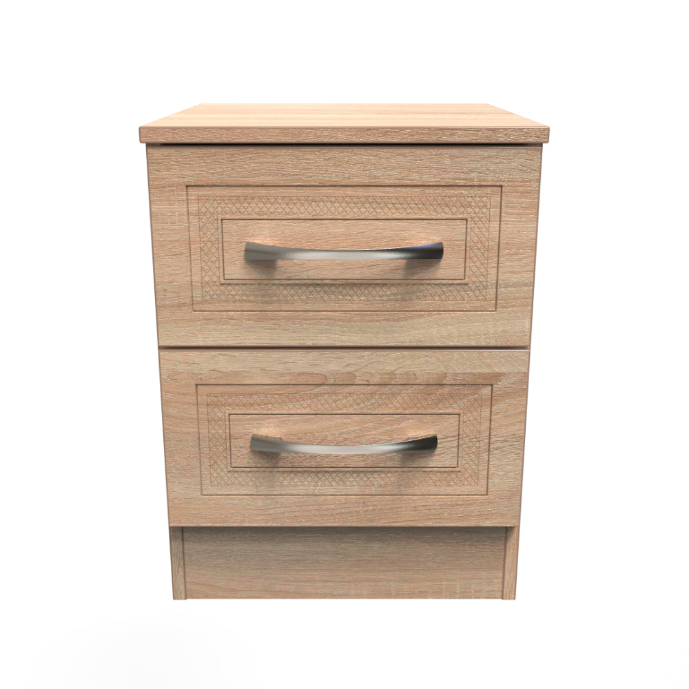 Dakar Ready Assembled Bedside Table with 2 Drawers  - Modern Oak - Lewis’s Home  | TJ Hughes