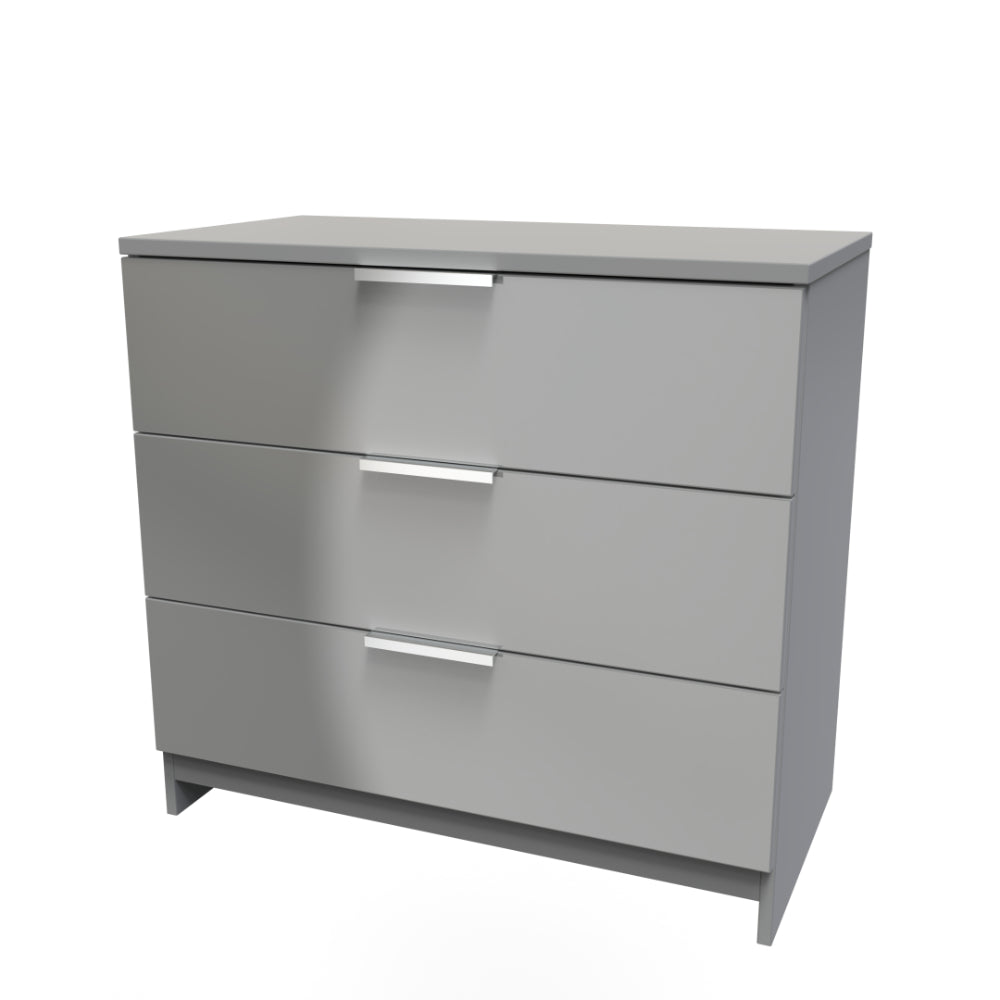 Paris Ready Assembled Chest of Drawers with 3 Drawers  - Uniform Gloss & Dusk Grey - Lewis’s Home  | TJ Hughes
