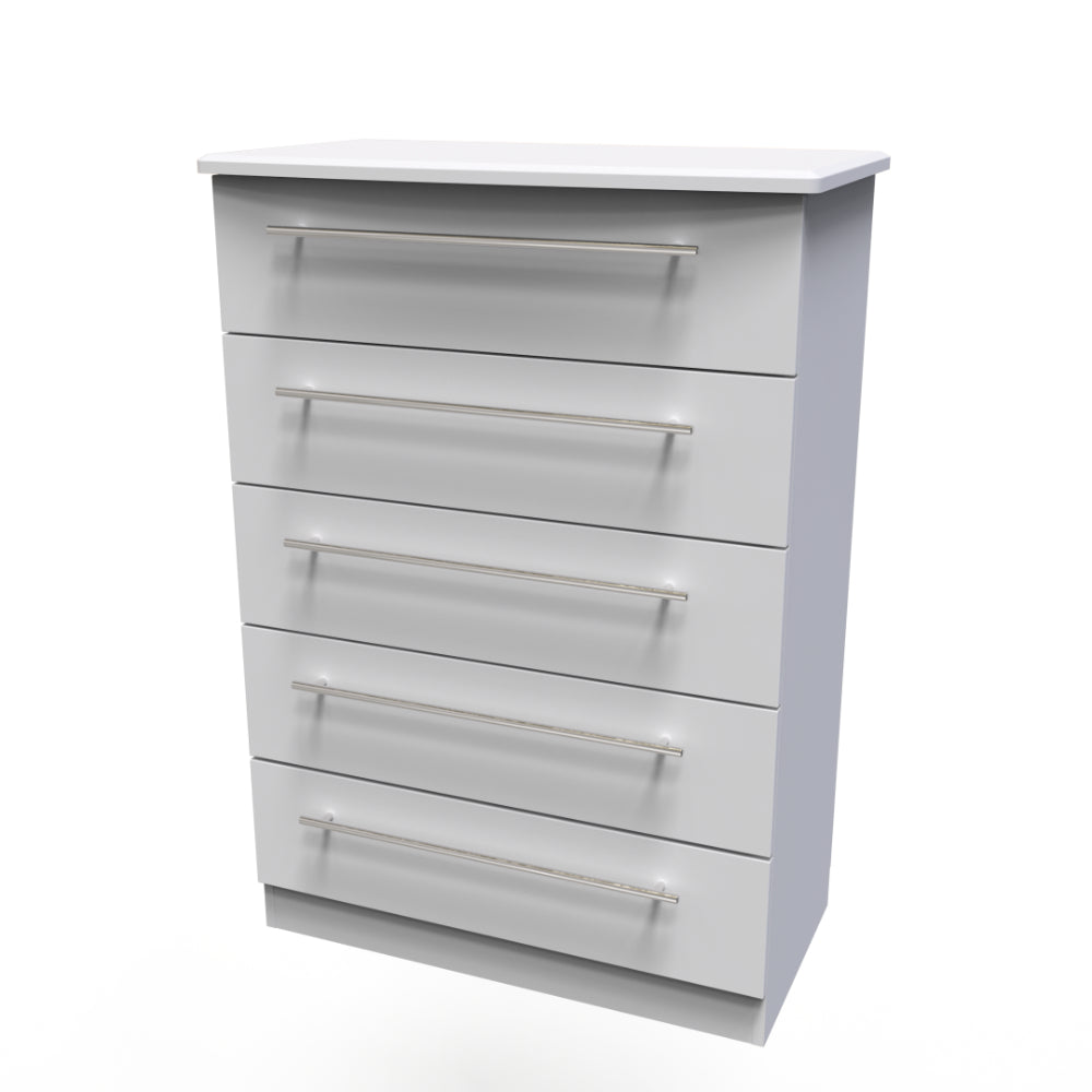 Sofia Ready Assembled Chest of Drawers with 5 Drawers  - Grey Matt - Lewis’s Home  | TJ Hughes