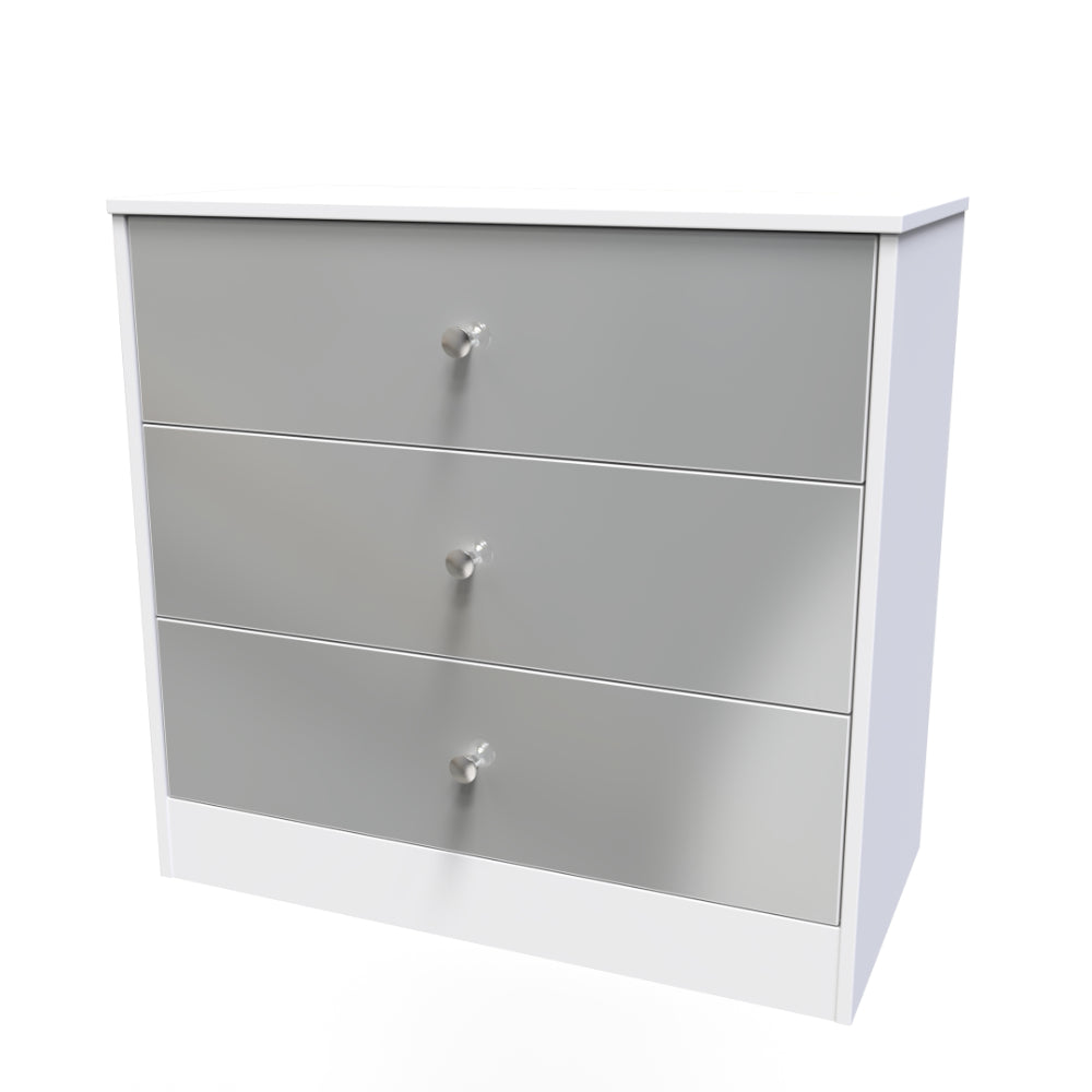 Porto Ready Assembled Chest of Drawers with 3 Drawers  - Uniform Gloss & White Matt - Lewis’s Home  | TJ Hughes