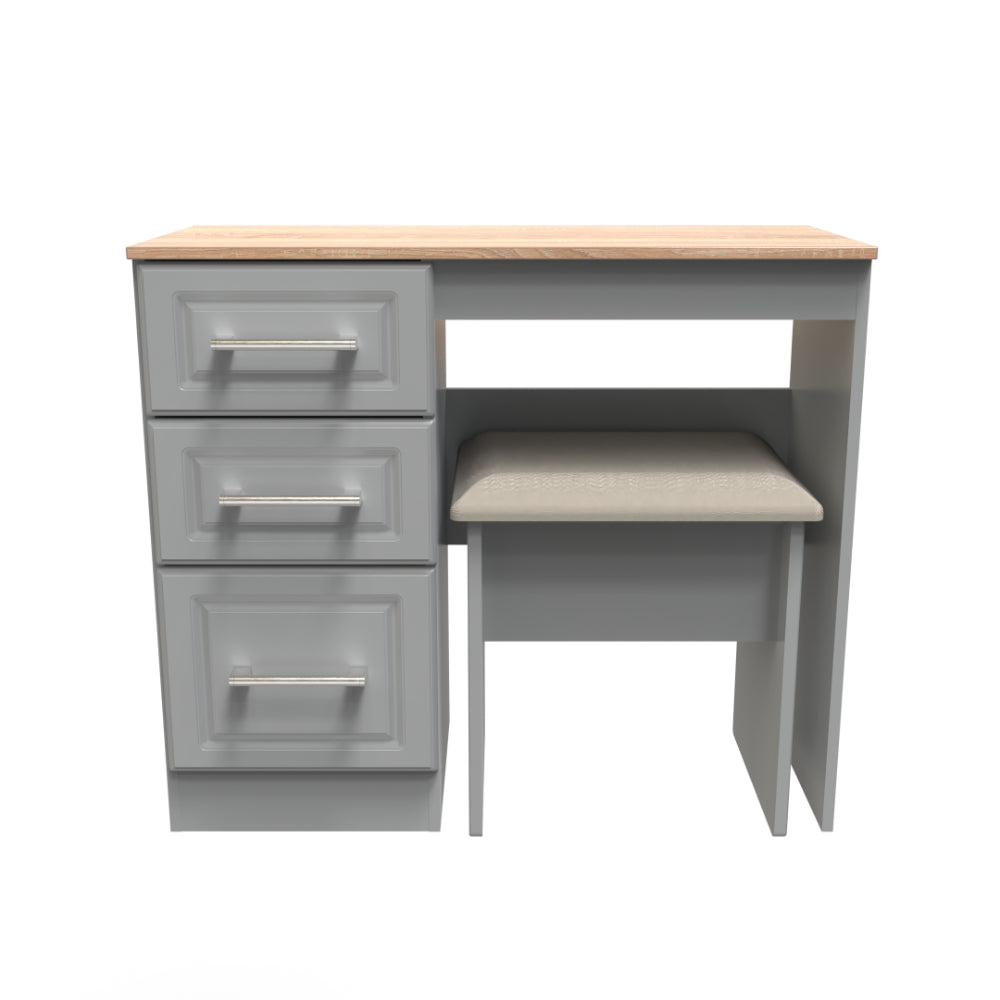 Kingston Ready Assembled Bedroom Dressing Table and Stool Set 2 Piece  - Dust Grey & Bardolino Oak - Lewis’s Home  | TJ Hughes