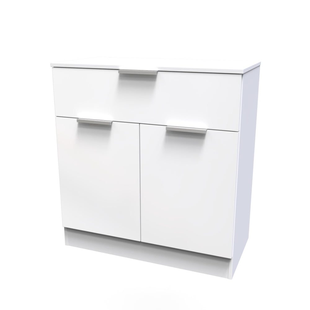 Paris Ready Assembled Sideboard with 1 Drawer & 2 Doors  - White Gloss & White - Lewis’s Home  | TJ Hughes