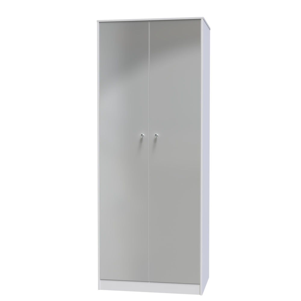 Porto Ready Assembled Wardrobe with 2 Doors  - Uniform Gloss & White Matt - Lewis’s Home  | TJ Hughes