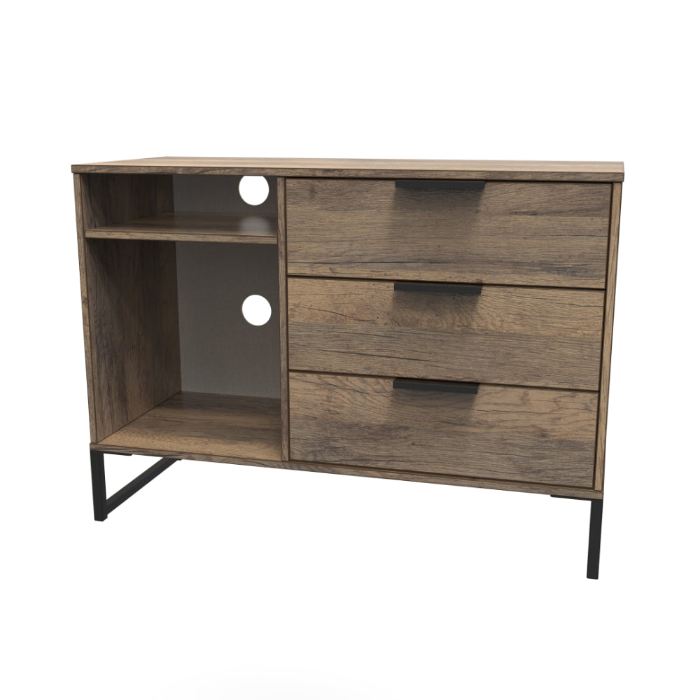 Havana Ready Assembled TV Unit with 3 Drawers  - Vintage Oak - Lewis’s Home  | TJ Hughes