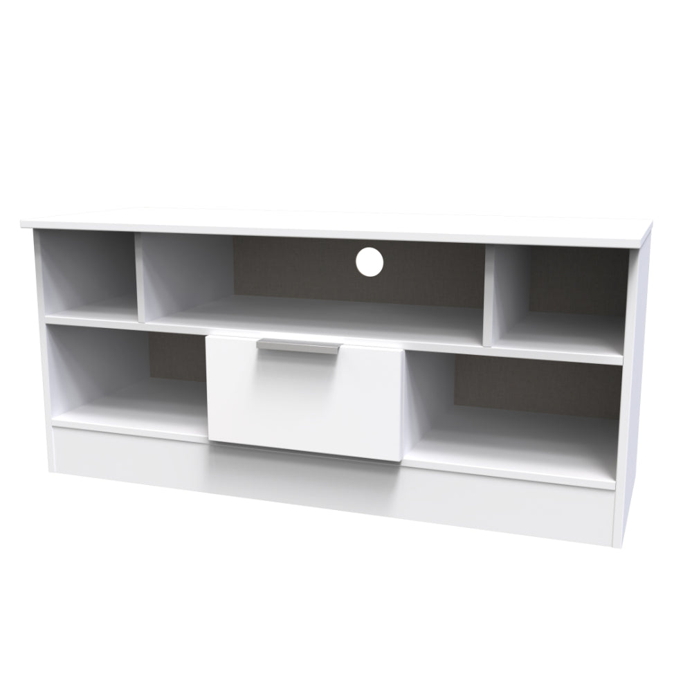 Paris Ready Assembled TV Unit with 1 Drawer  - White Gloss & White - Lewis’s Home  | TJ Hughes