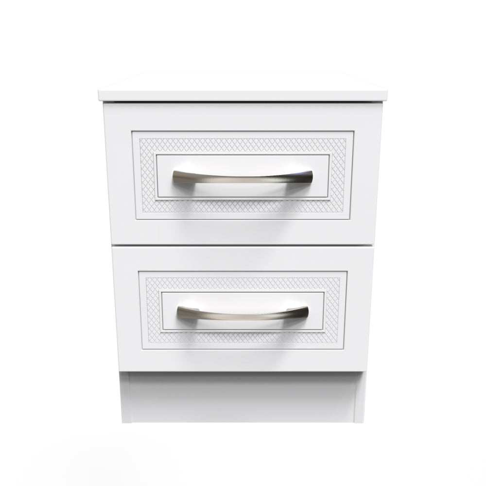 Dakar Ready Assembled Bedside Table with 2 Drawers  - Signature White - Lewis’s Home  | TJ Hughes