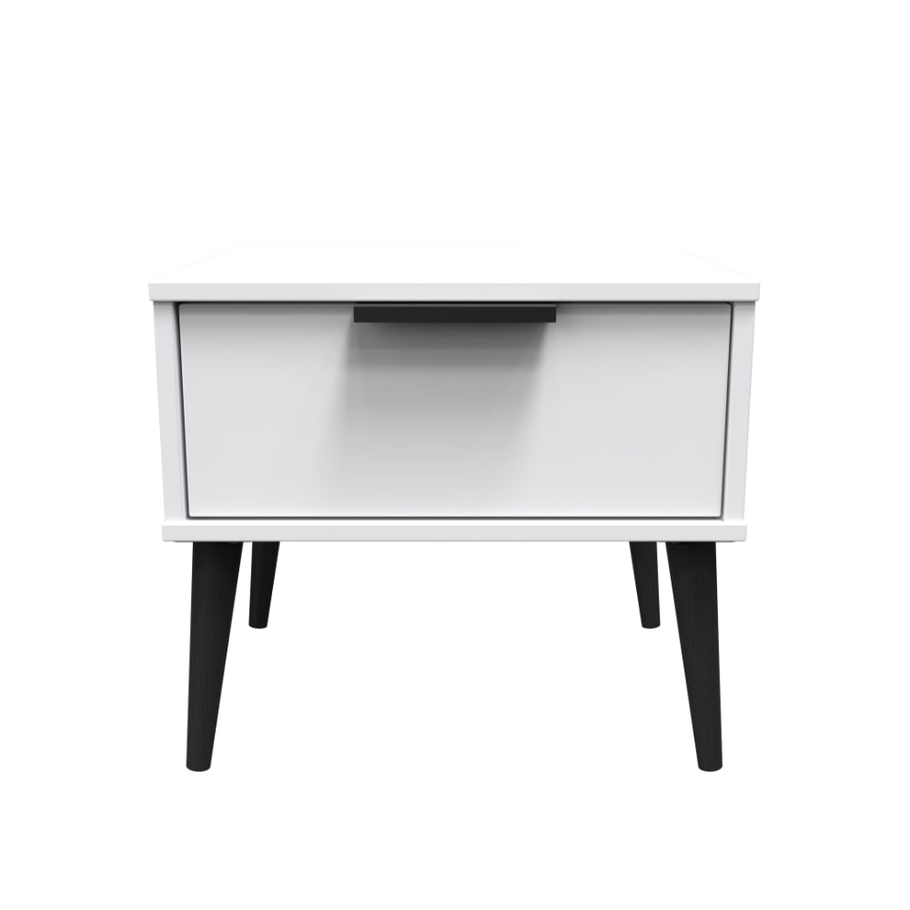 Helsinki Ready Assembled Bedside Table with 1 Drawer  - White Matt - Lewis’s Home  | TJ Hughes