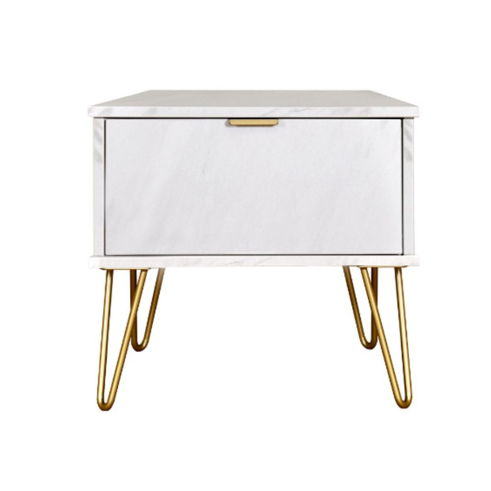 Harare Ready Assembled Bedside Table with 1 Drawer  - Marble - Lewis’s Home  | TJ Hughes