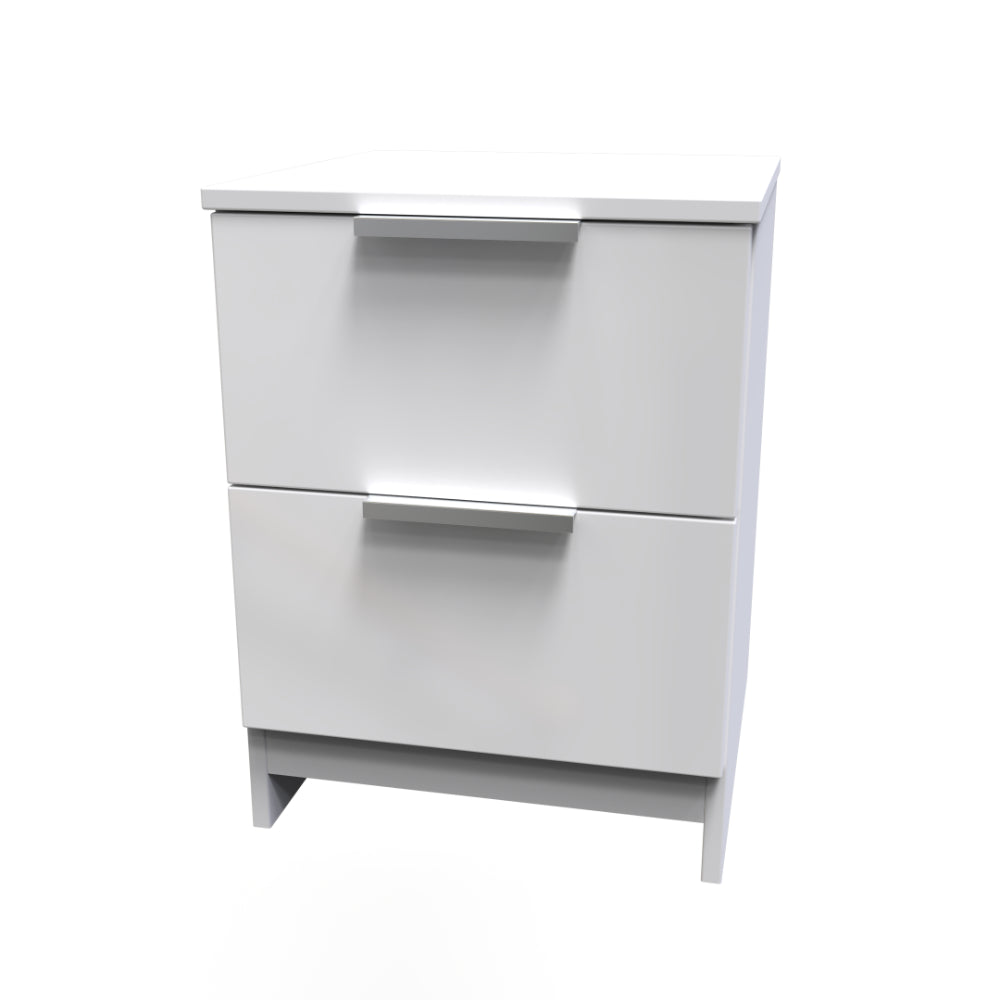 Paris Ready Assembled Bedside Table with 2 Drawers  - White Gloss & White - Lewis’s Home  | TJ Hughes