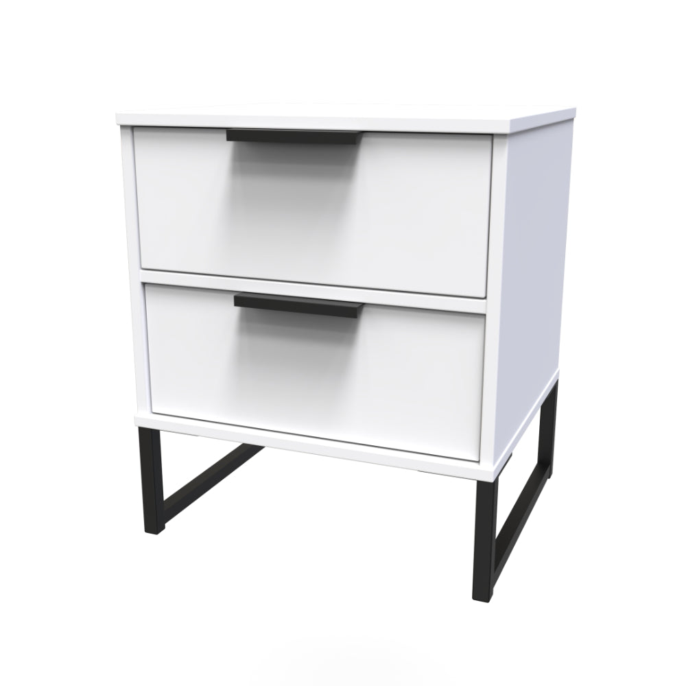 Havana Ready Assembled Bedside Table with 2 Drawers  - White Matt - Lewis’s Home  | TJ Hughes
