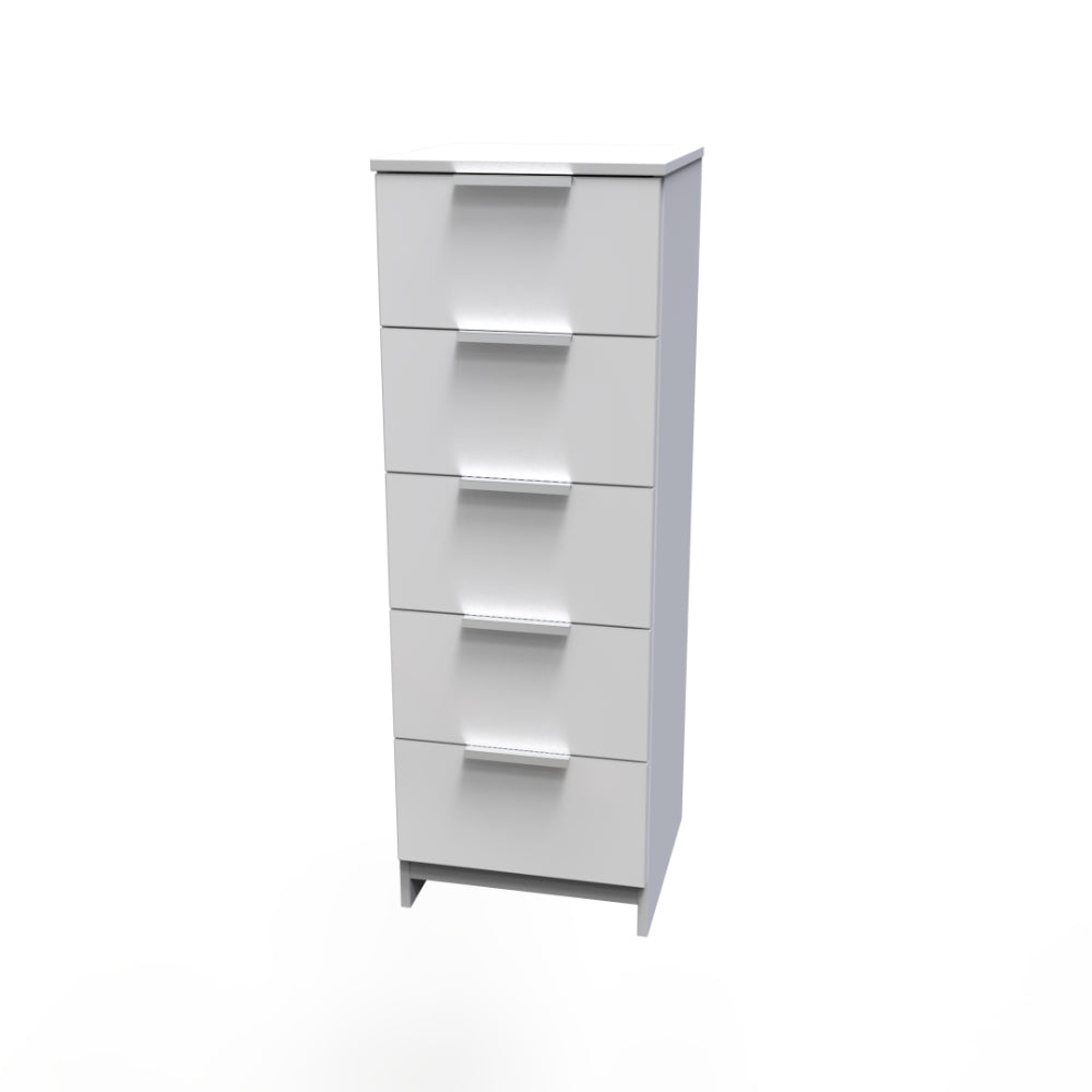 Paris Ready Assembled Tallboy Chest of Drawers with 5 Drawers  - White Gloss & White - Lewis’s Home  | TJ Hughes