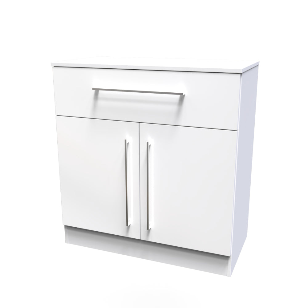 Wellington Ready Assembled Sideboard with 1 Drawer & 2 Doors  - White Gloss & White - Lewis’s Home  | TJ Hughes