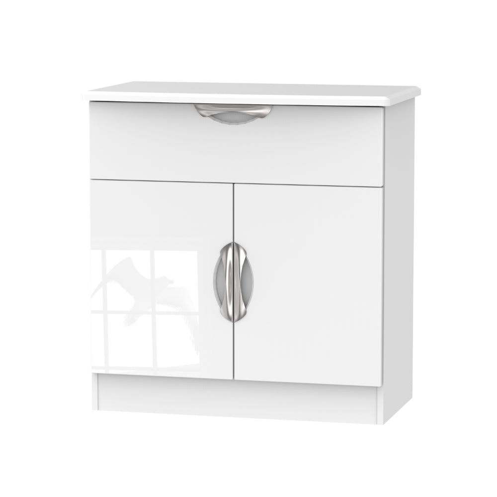 Cairo Ready Assembled Sideboard with 1 Drawer & 2 Doors  - White Gloss & White - Lewis’s Home  | TJ Hughes