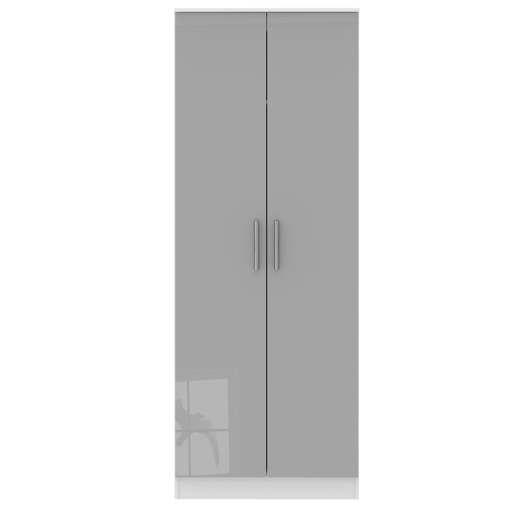 Copenhagen Ready Assembled Wardrobe with 2 Doors  - Grey Gloss & White - Lewis’s Home  | TJ Hughes