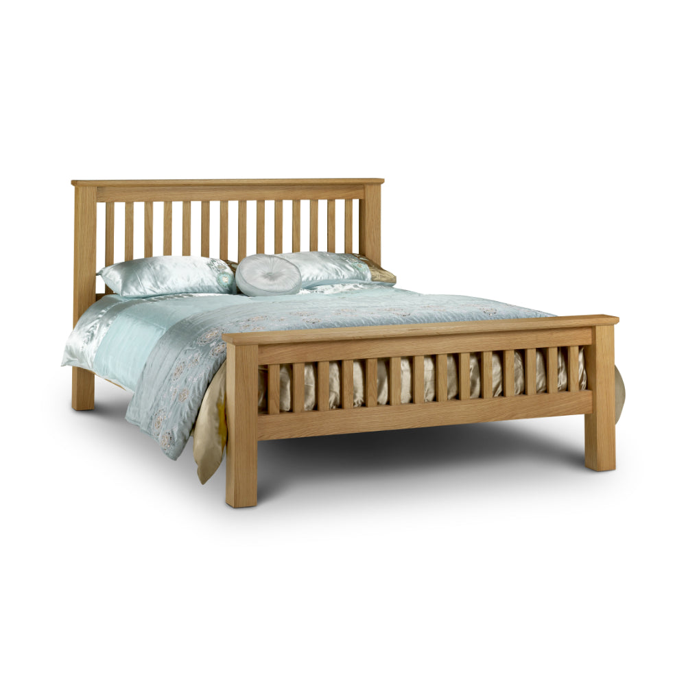 Amsterdam Kingsize Bed 5ft 1.5m with High Foot - Light Oak - Julian Bowen  | TJ Hughes