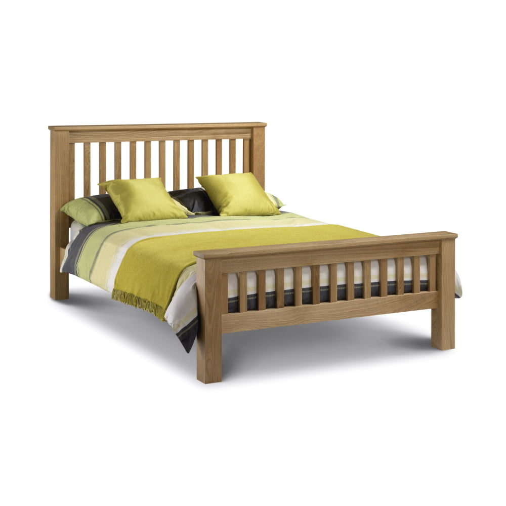 Amsterdam Double Bed 4ft6 1.35m with High Foot - Light Oak - Julian Bowen  | TJ Hughes