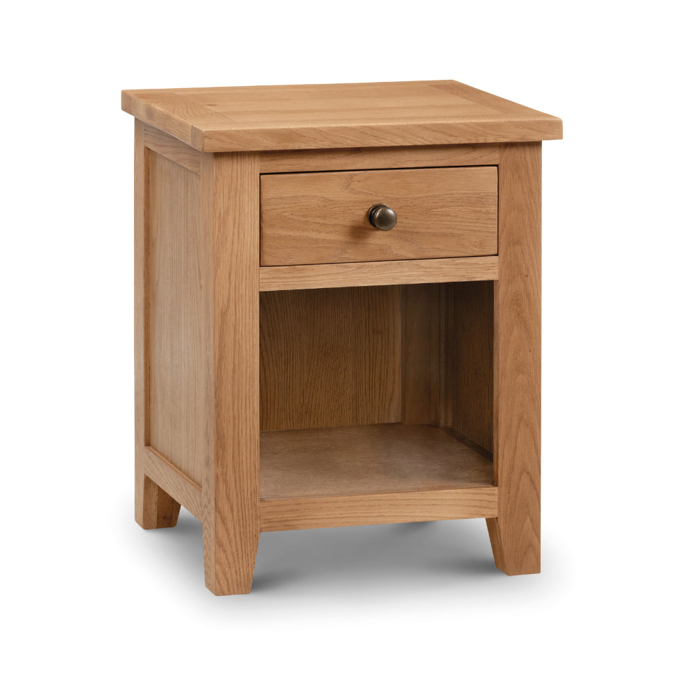 Marlborough Bedside Table with 1 Drawer - Oak - Julian Bowen  | TJ Hughes