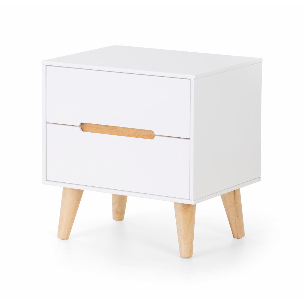 Alicia Beside Table with 2 Drawers 45cm - White - Julian Bowen  | TJ Hughes