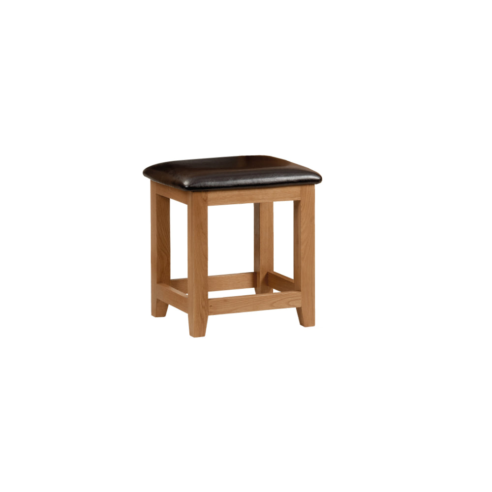 Marlborough Dressing Table Stool - Oak/Dark Brown - Julian Bowen  | TJ Hughes Oak