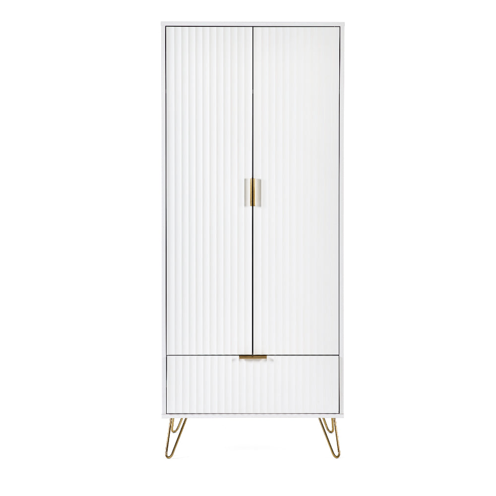 Murano Wardrobe with 2 Doors & 1 Drawers - Matt White - Julian Bowen  | TJ Hughes