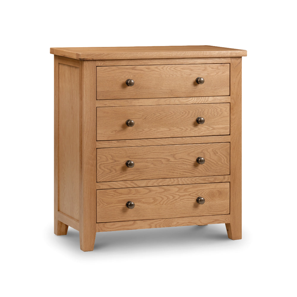 Marlborough Chest of Drawers with 4 Drawers 89x83cm - Oak - Julian Bowen  | TJ Hughes