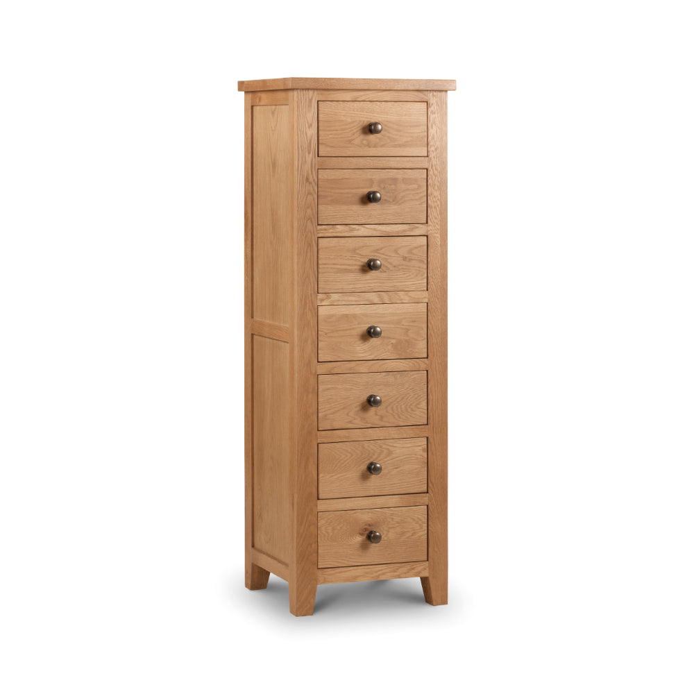 Marlborough Chest of Drawers with 7 Drawers 141x48cm- Oak - Julian Bowen  | TJ Hughes