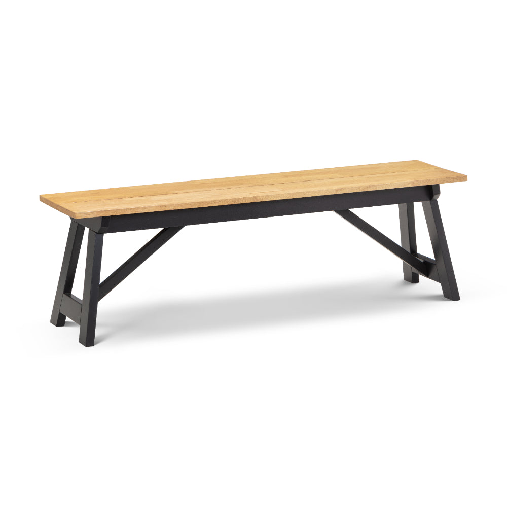 Hockley Dining Bench 1.4m - Black/Oak - Julian Bowen  | TJ Hughes Oak